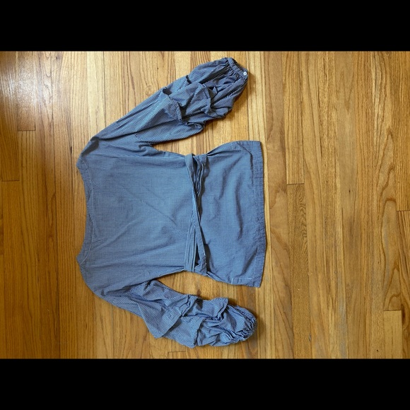 Max Jeans | Black&White Gingham Billow sleeve Top - Picture 8 of 10